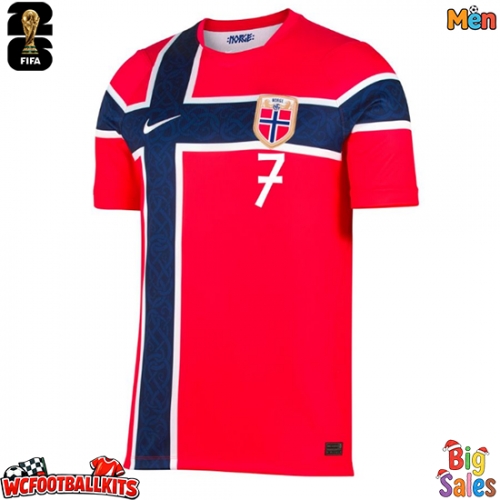 Norway Alexander Sorloth #7 Replica Home Stadium Shirt World Cup 2026 Short Sleeve